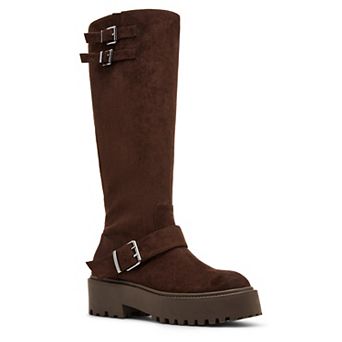 madden girl Romantic Women's Buckle Detail Knee-High Boots