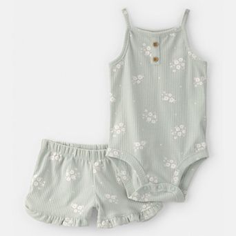 Baby Girl Carter's 2 pc Floral Sleeveless Bodysuit & Shorts Set