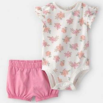 Baby Girl Carter's 2 pc Floral Short Sleeve Bodysuit & Shorts Set