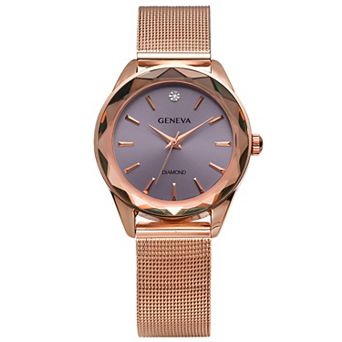 Geneva Women's Rose Gold Tone Stainless Steel Diamond Accent Bracelet Watch - KLD0023RG