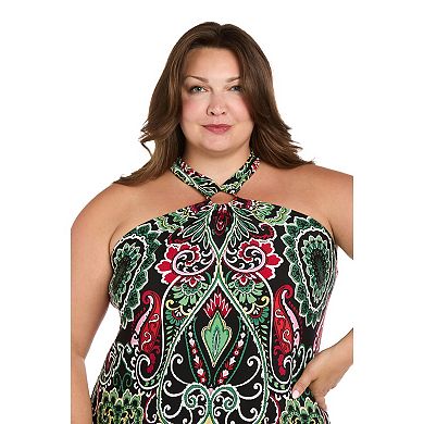 Plus Size R&M Richards Tie Back Printed Maxi Dress with Ring Detail