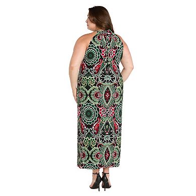 Plus Size R&M Richards Tie Back Printed Maxi Dress with Ring Detail