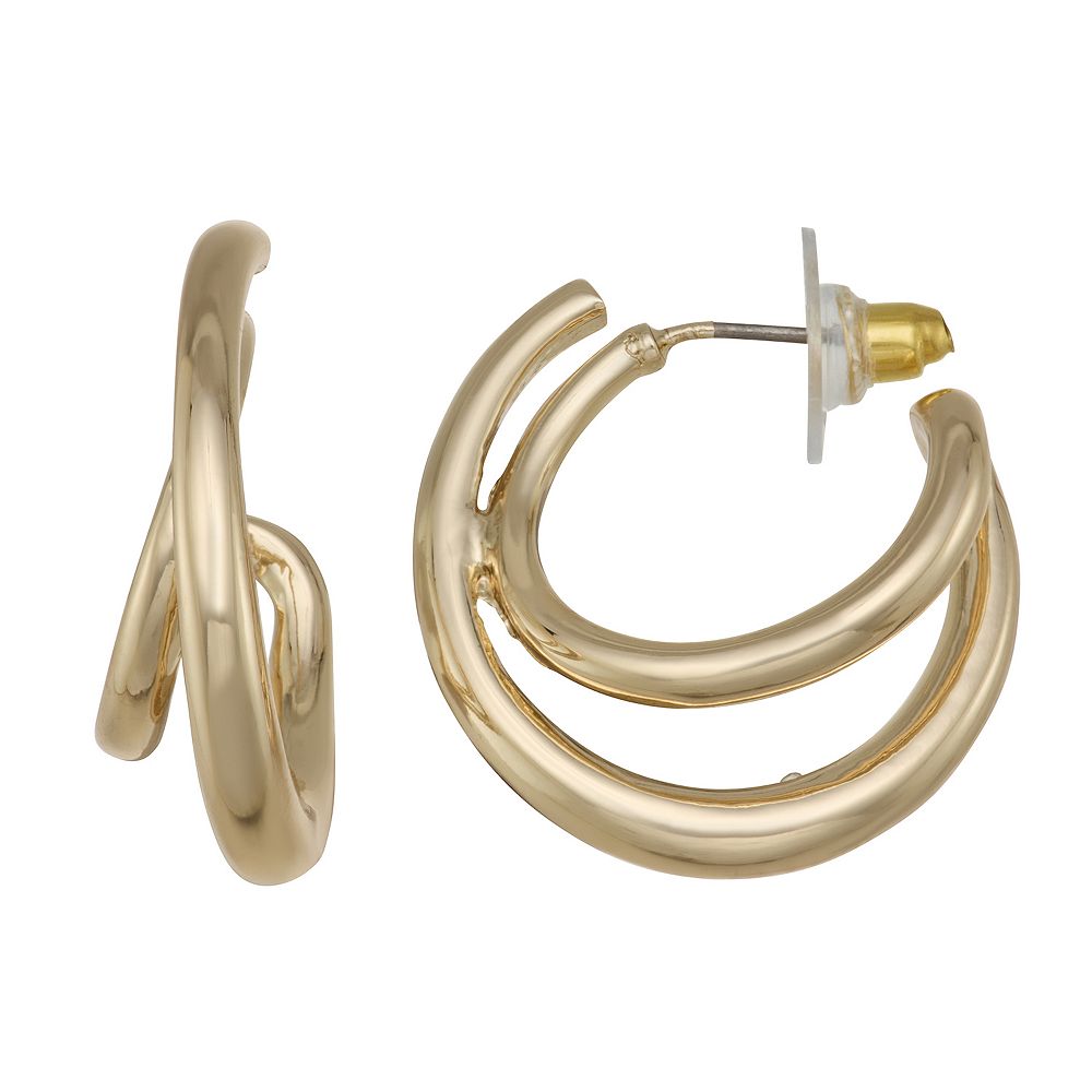 Nine West Gold-Tone Twisted Hoop Earrings