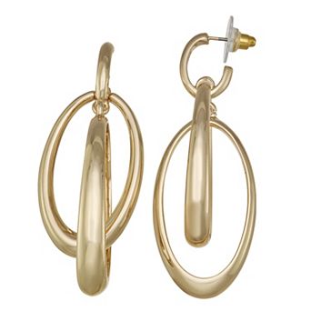 Nine West Gold-Tone Sculptural Orbital Post Earrings