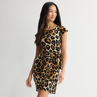 Women's Connected Apparel Printed Cap Sleeve Side Tie Dress