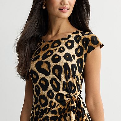 Women's Connected Apparel Printed Cap Sleeve Side Tie Dress