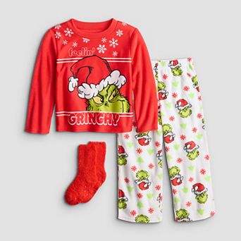 Toddler Grinch Pajama Top, Pajama Bottoms & Socks Set