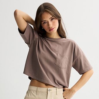 Juniors' SO® Boxy Short Sleeve Cropped Top