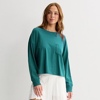 Juniors' SO® Boxy Long Sleeve Cropped Top