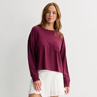 Juniors' SO® Boxy Short Sleeve Cropped Top