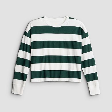 Juniors' SO Boxy Crop Long Sleeve Top