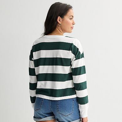Juniors' SO Boxy Crop Long Sleeve Top