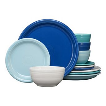 Fiesta Coastal Blues Bistro Coupe 12 pc Dinnerware Set, Service For 4