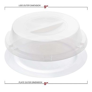 9" White Plastic Buffet Plates with Clear Dome Lids - 500 Sets
