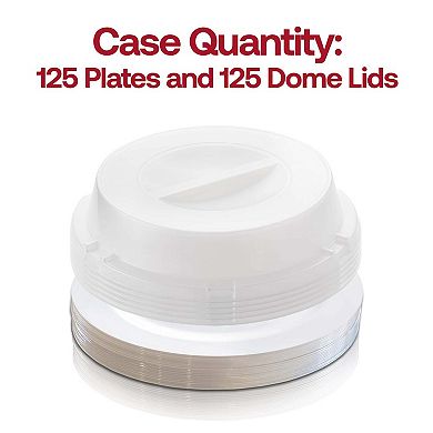 9" White Plastic Buffet Plates with Clear Dome Lids - 500 Sets