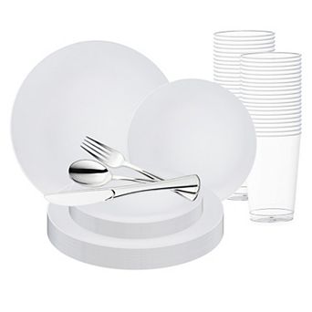 Gray w/ Gold Organic Plastic Wedding Set - For 30 Guest