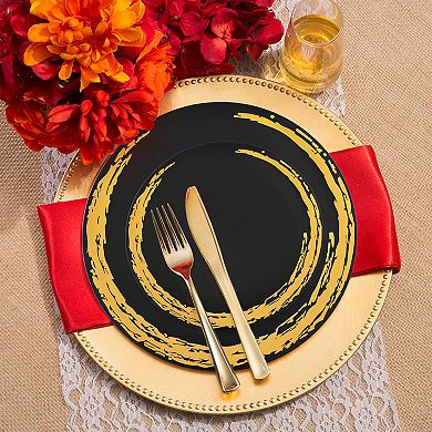 Black with Gold Moonlight Round Plastic Wedding Set - 30 Sets