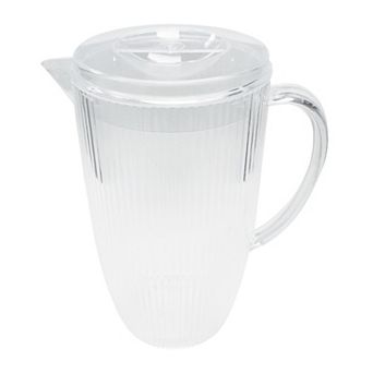 86 oz Clear Ribbed Plastic Pitchers - 12 pc