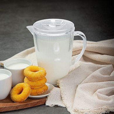 86 oz Clear Ribbed Plastic Pitchers - 12 pcs