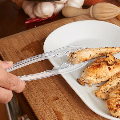 9" Disposable Plastic Serving Tongs - 48 pcs