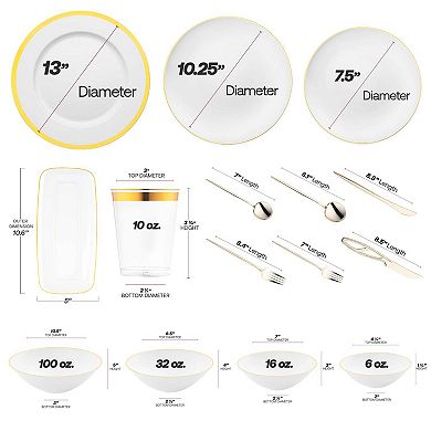 White with Gold Moonlight Round Plastic Wedding Set