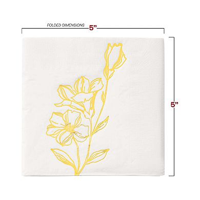 Antique Floral Paper Beverage/Cocktail Napkins - 600 pcs