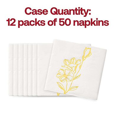 Antique Floral Paper Beverage/Cocktail Napkins - 600 pcs