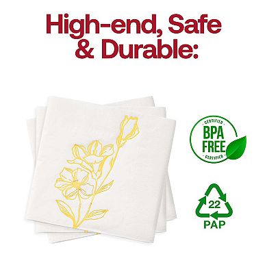 Antique Floral Paper Beverage/Cocktail Napkins - 600 pcs