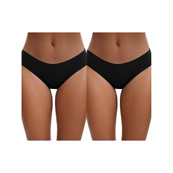 2 Packs 3 Layers Leak Proof Briefs for Women's Cotton Mid-Waisted Elastic Waistband Underwear
