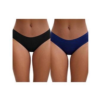 2 Packs 3 Layers Leak Proof Briefs for Women's Cotton Mid-Waisted Elastic Waistband Underwear