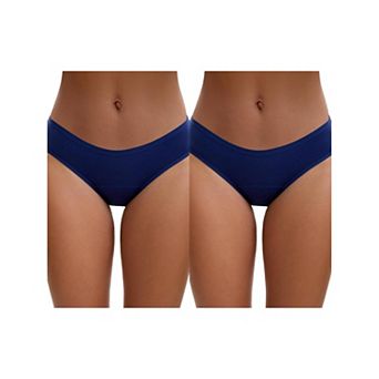 2 Packs 3 Layers Leak Proof Briefs for Women's Cotton Mid-Waisted Elastic Waistband Underwear