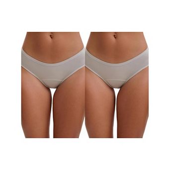 2 Packs 3 Layers Leak Proof Briefs for Women's Cotton Mid-Waisted Elastic Waistband Underwear
