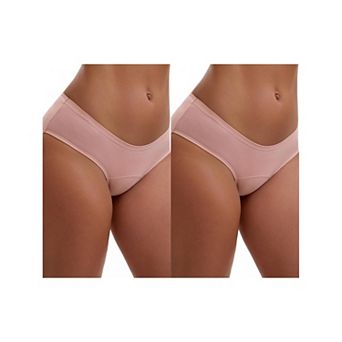 2 Packs 3 Layers Leak Proof Briefs for Women's Cotton Mid-Waisted Elastic Waistband Underwear