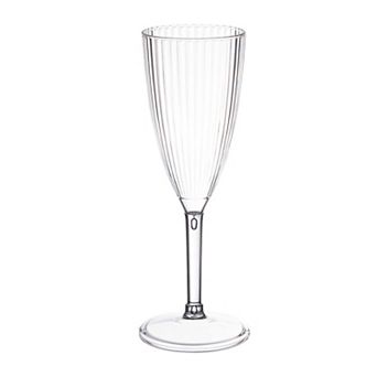8 oz Clear Stripe Round Plastic Champagne Flutes - 48 pc