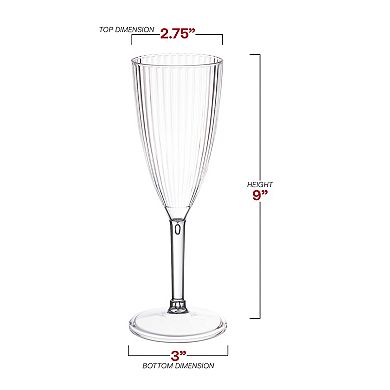 8 oz Clear Stripe Round Plastic Champagne Flutes - 48 pcs