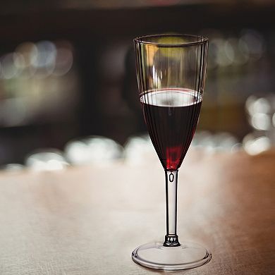 8 oz Clear Stripe Round Plastic Champagne Flutes - 48 pcs