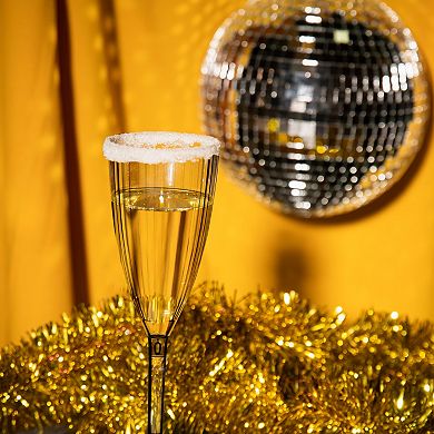 8 oz Clear Stripe Round Plastic Champagne Flutes - 48 pcs