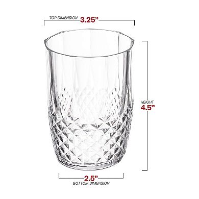 16 oz Clear Stripe Round Plastic Tumblers - 48 pcs