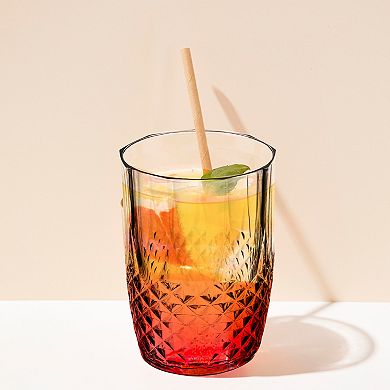 16 oz Clear Stripe Round Plastic Tumblers - 48 pcs