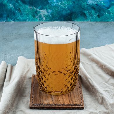 16 oz Clear Stripe Round Plastic Tumblers - 48 pcs