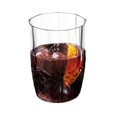 16 oz Clear Stripe Round Plastic Tumblers - 48 pcs