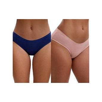 2 Packs 3 Layers Leak Proof Briefs for Women's Cotton Mid-Waisted Elastic Waistband Underwear