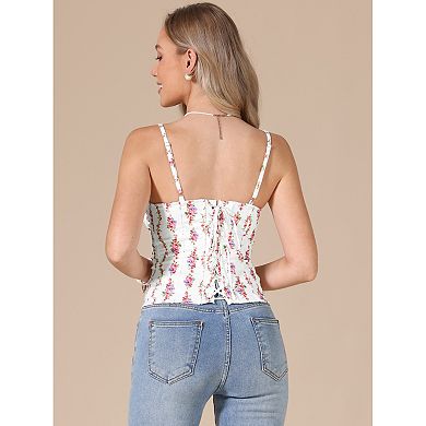 Corset Tops for Women's Going Out Bustier Top Sleeveless Floral Crop Camisole