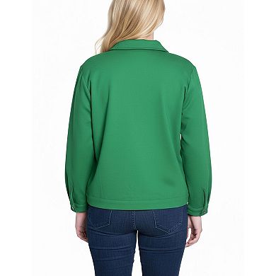 Petite Long Sleeve Ponte Cropped Jacket