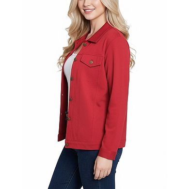 Petite Long Sleeve Ponte Cropped Jacket