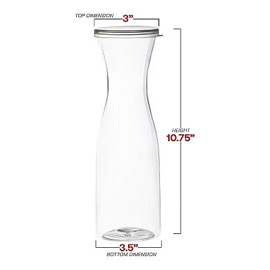 35 oz Clear Large Plastic Wine Carafes with Lids - 12 pcs