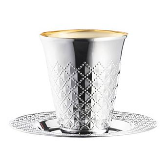 Metallic Silver Round Plastic Saucers and Kiddush Cup Set - 120 Sets