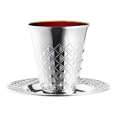 Metallic Silver Round Plastic Saucers and Kiddush Cup Set - 120 Sets
