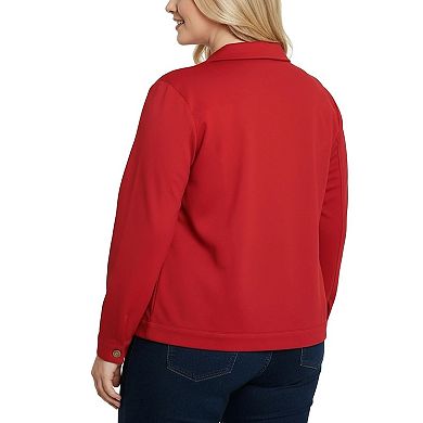Plus Size Long Sleeve Ponte Cropped Jacket