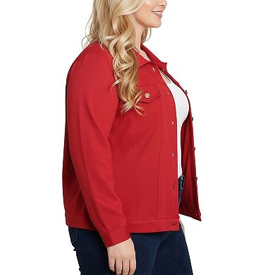 Plus Size Long Sleeve Ponte Cropped Jacket